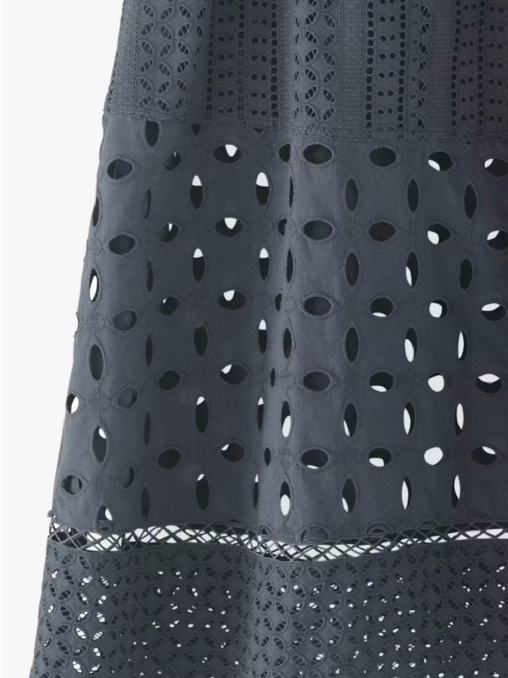 Wrap London indigo steel blue Broderie Eyelet Midi Skirt size 10. - Picture 6 of 15